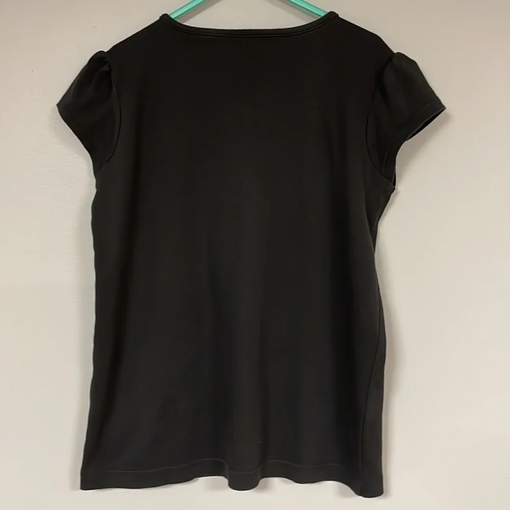 Girls' Gymboree black Ballerina Shoes Tee, Size 9, embordered fabric & Ribbons